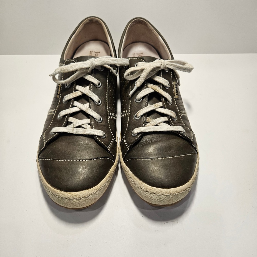 Josef Seibel Womens Caspian Leather Sneakers Olive Gray EU 39 Comfort Shoes 8.5 - Picture 2 of 10